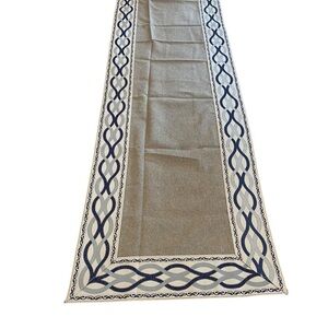 NWT ARTABLE Blue Gray Cream Rectangle Table Runner 16" X 70"
